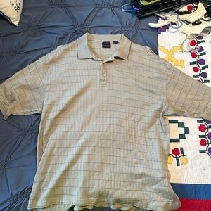 Izod Men’s Beige Plaid Short Sleeve Polo